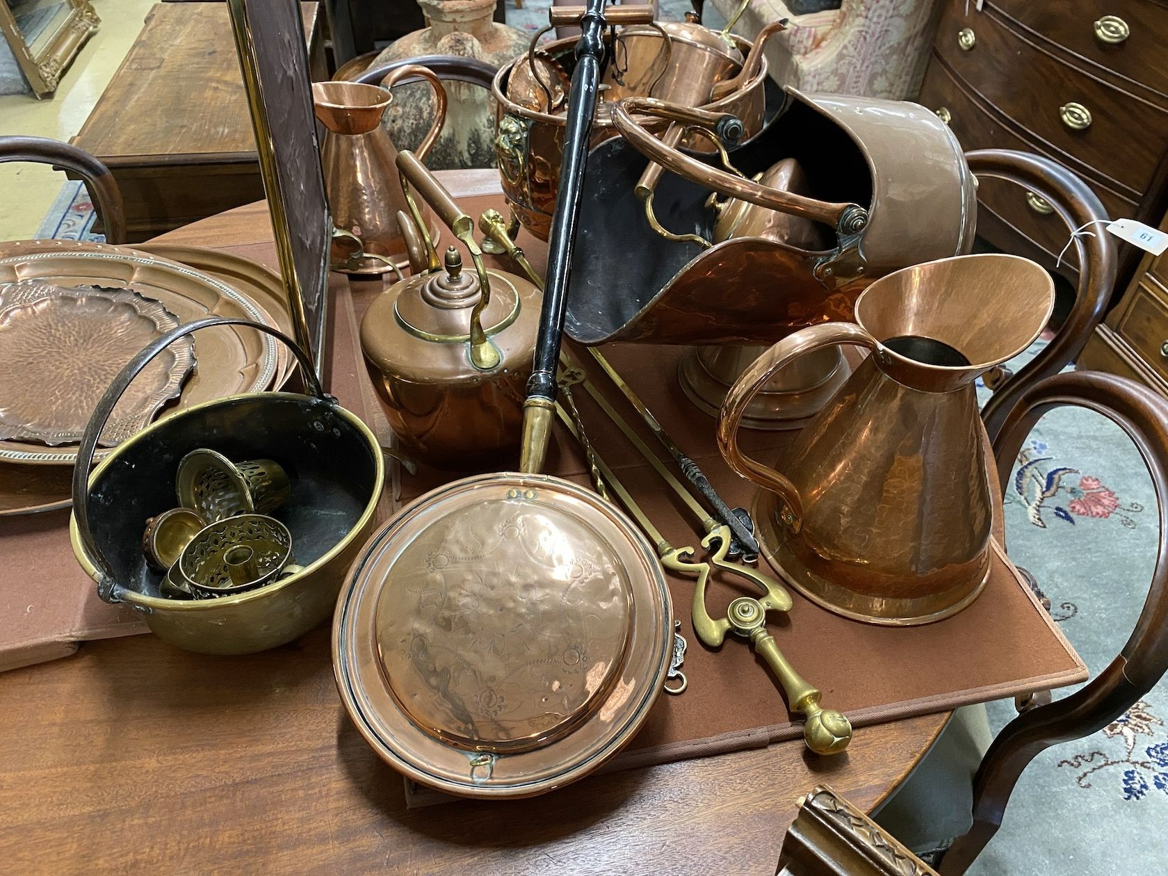 A quantity of Victorian and later copper and brassware